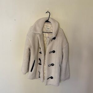 Abercrombie & Fitch Cream Teddy Jacket with Black Toggles